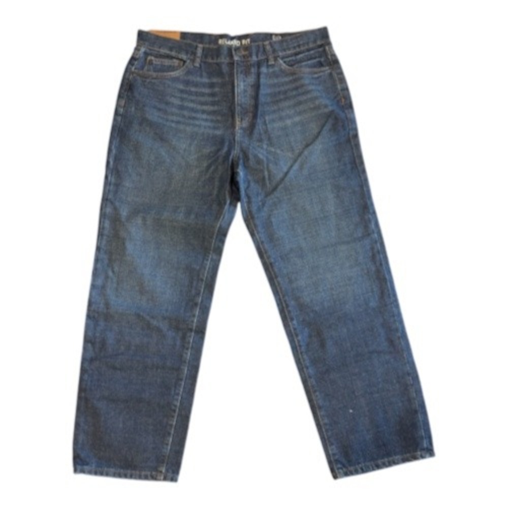 Chaps Denim Relaxed Fit Jeans Mens 38x30 Dark Wash Blue 100% Cotton Straight Leg